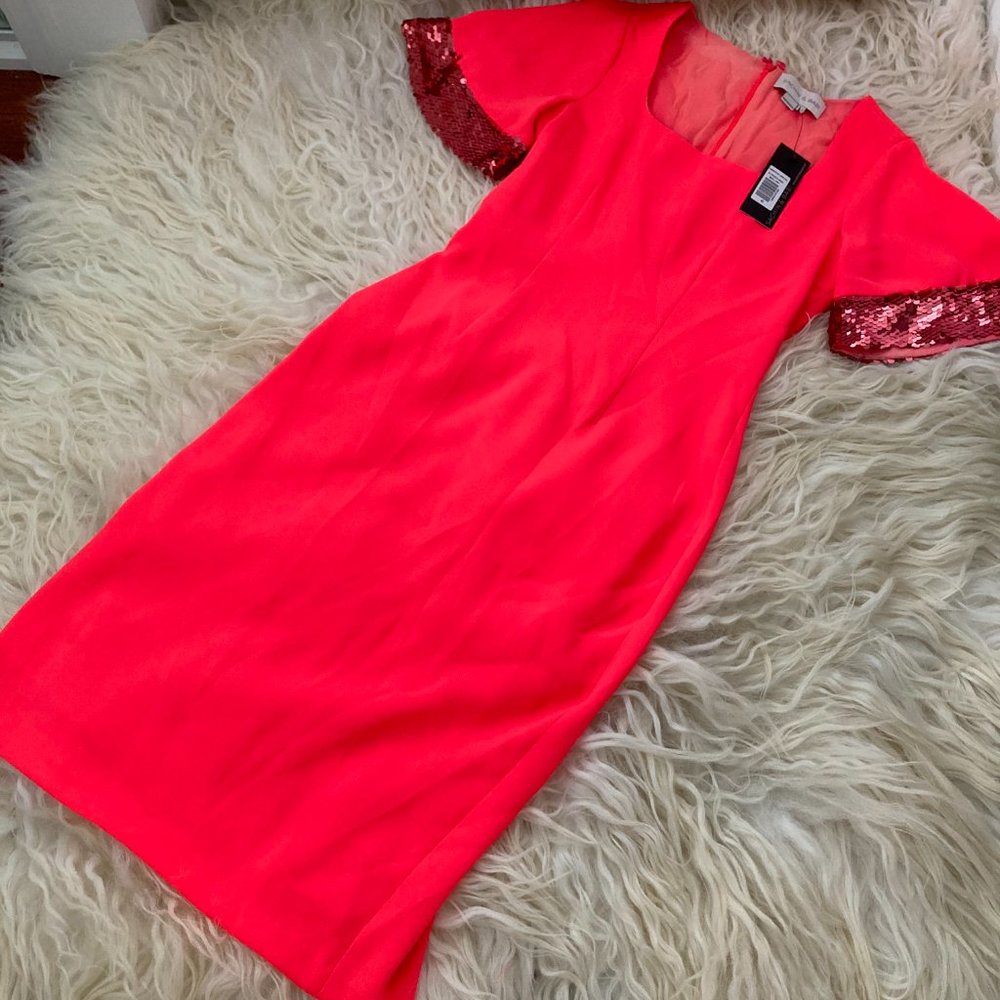 Sachin & Babi Harper Square-Neck Dress w/ Sequin Embellished Sleeves - Picture 3 of 14